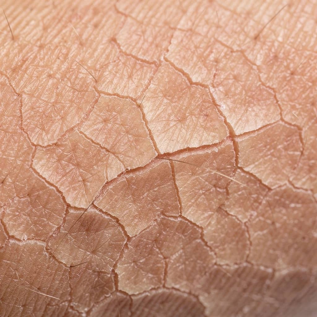 Microscopic view of skin lipid barrier degradation