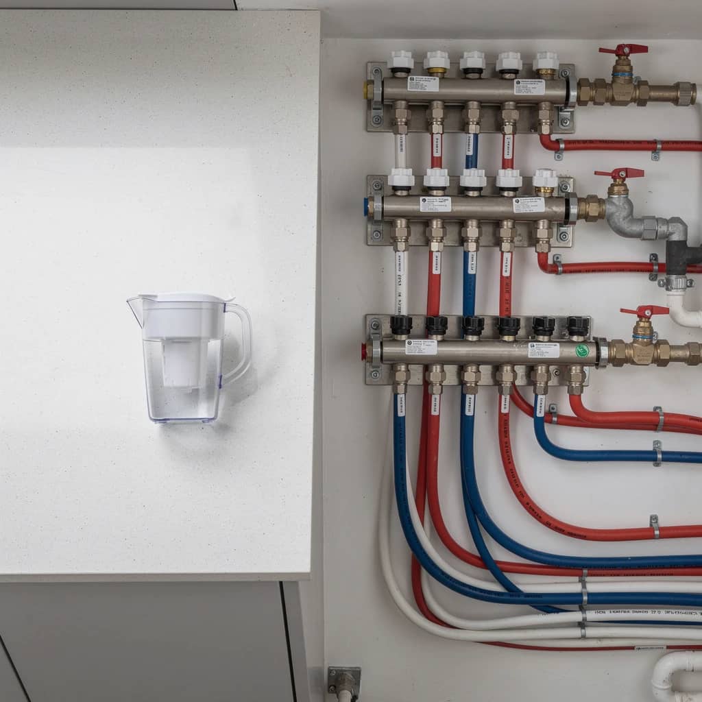 Pitcher filter vs whole-home water flow comparison